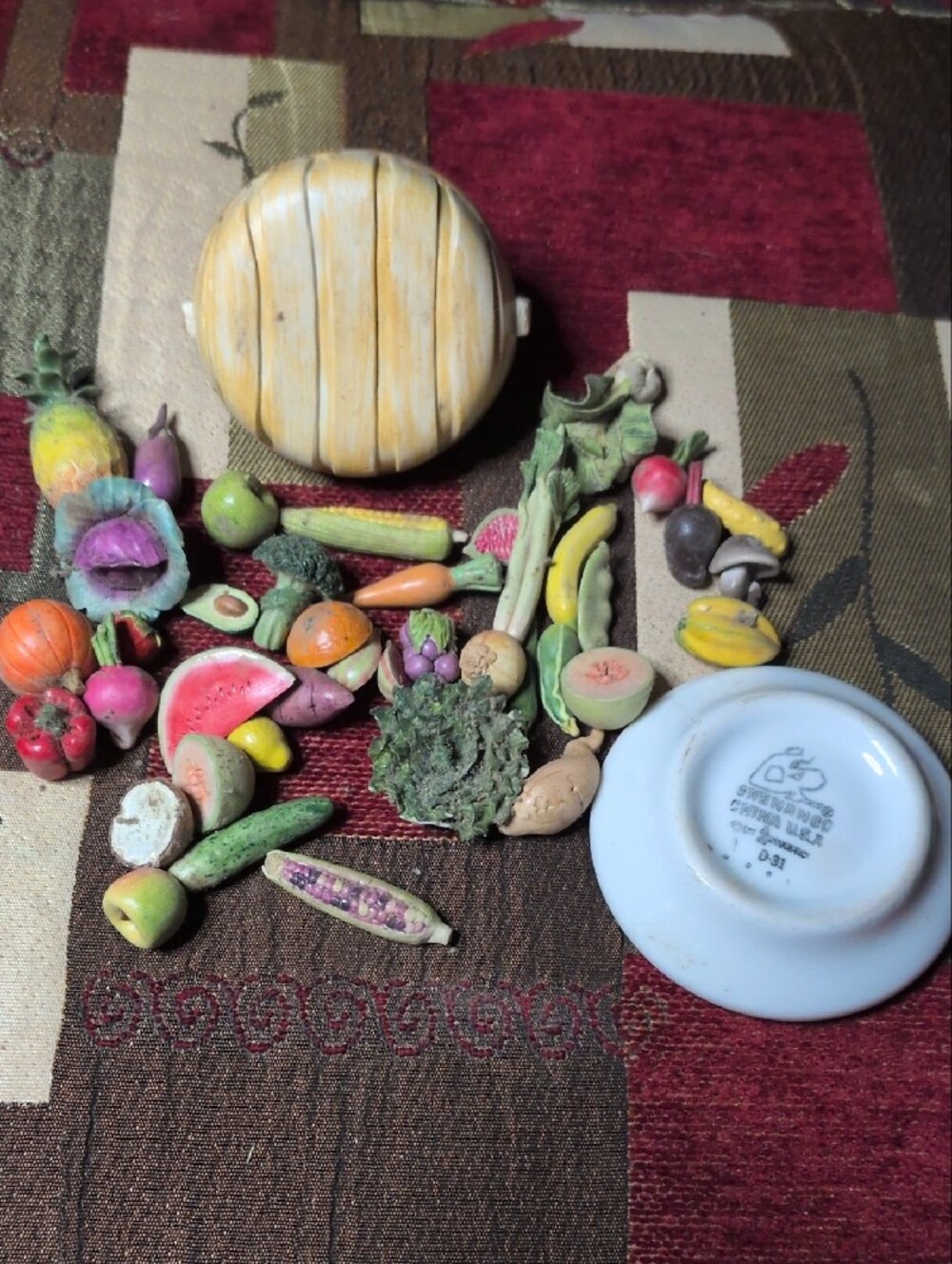 Miniature Ceramic Fruit & Vegetable Basket and Bowl Set - Multicolor - Picture 5 of 7